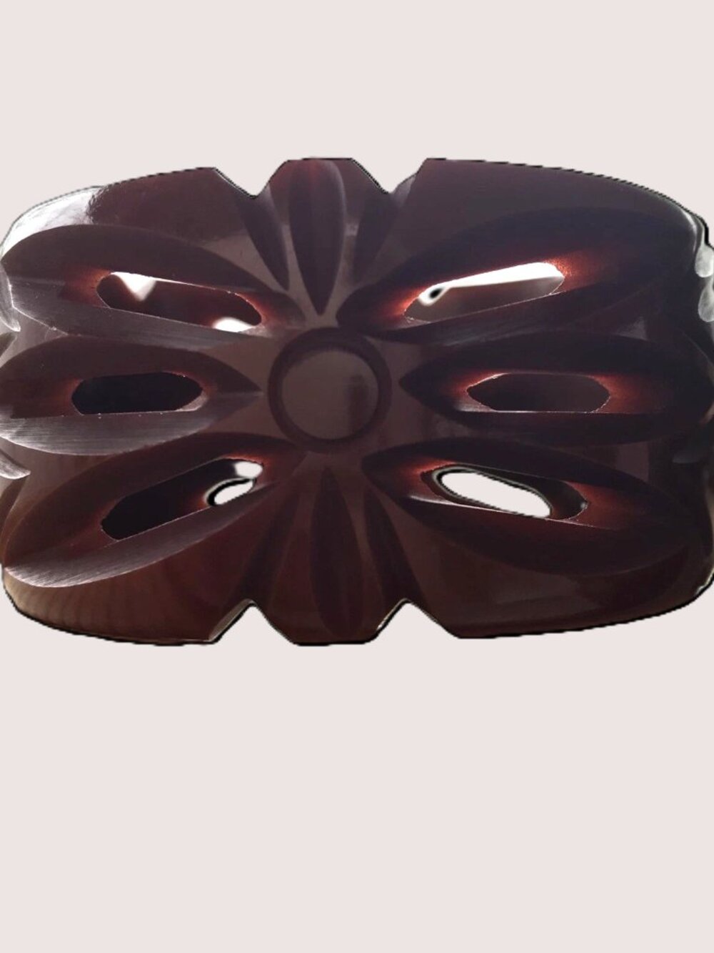 Vintage 1940's Bakelite Brown deeply carved Bangle Bracelet - Picture 4 of 8